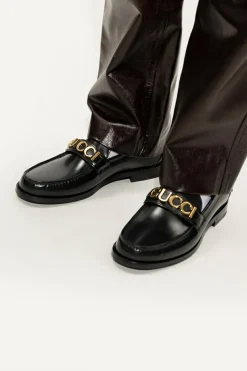 Gucci CZARNY Skórzane buty typu ‘loafers’