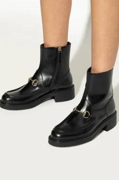 Gucci CZARNY Skórzane buty na obcasie
