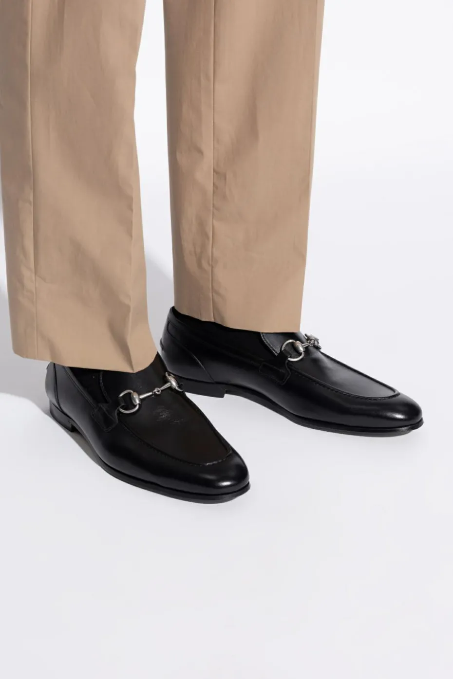 Gucci CZARNY Skórzane buty typu `loafers`