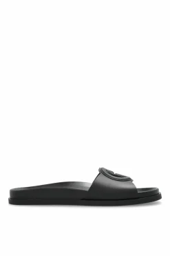 Gucci CZARNY Skórzane klapki