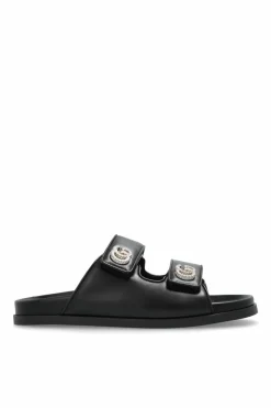 Gucci CZARNY Skórzane klapki