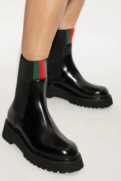 Gucci CZARNY Skórzane sztyblety