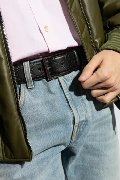 Gucci CZARNY Skórzany pasek