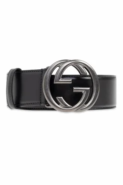 Gucci CZARNY Skórzany pasek