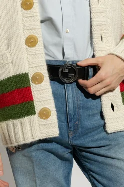 Gucci CZARNY Skórzany pasek