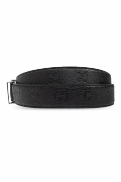 Gucci CZARNY Skórzany pasek