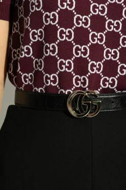 Gucci CZARNY Skórzany pasek