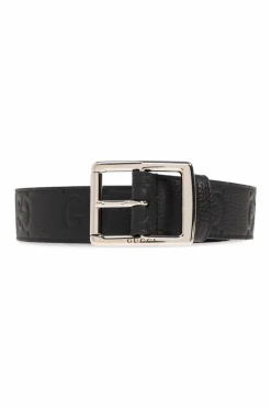 Gucci CZARNY Skórzany pasek