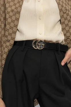 Gucci CZARNY Skórzany pasek