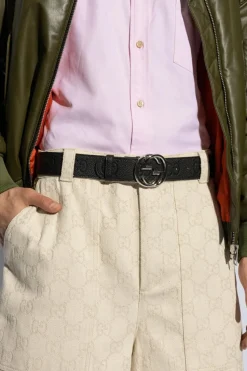 Gucci CZARNY Skórzany pasek