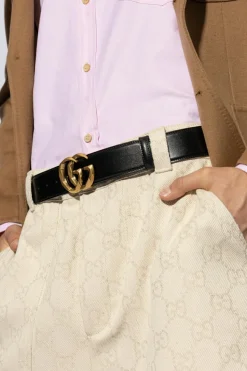 Gucci CZARNY Skórzany pasek