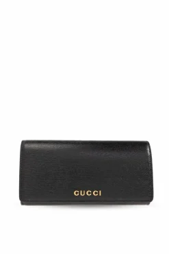 Gucci CZARNY Skórzany portfel z logo