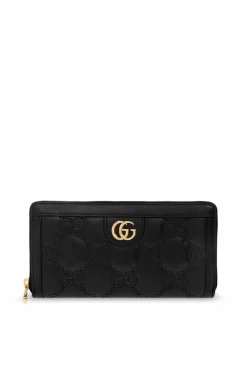 Gucci CZARNY Skórzany portfel z logo