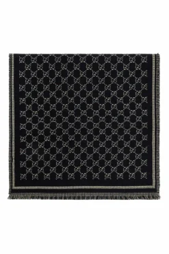 Gucci CZARNY Szal z monogramem