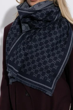 Gucci CZARNY Szal z monogramem
