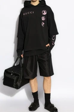 Gucci CZARNY Szorty ze wzorem `GG`