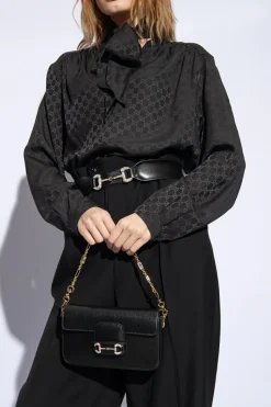 Gucci CZARNY Torba do ręki ‘Horsebit 1955 Mini’