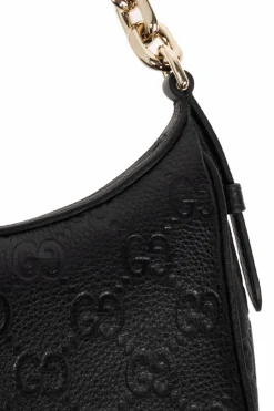 Gucci CZARNY Torba do ręki `GG Emblem Super Small`