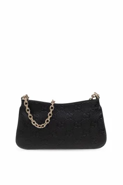 Gucci CZARNY Torba do ręki `GG Emblem Super Mini`