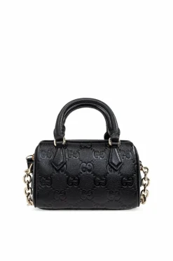 Gucci CZARNY Torba do ręki `Gg Emblem Super Mini Top`