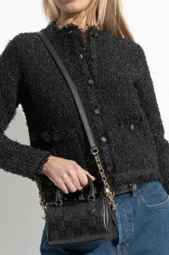 Gucci CZARNY Torba do ręki `Gg Emblem Super Mini Top`