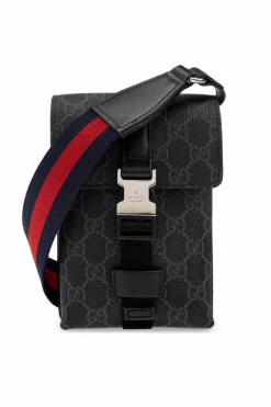 Gucci CZARNY Torba na ramię z płótna `GG Supreme`