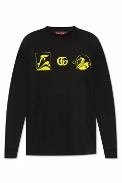 Gucci CZARNY T-shirt z długimi rękawami