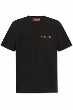 Gucci CZARNY T-shirt z nadrukowanym logo