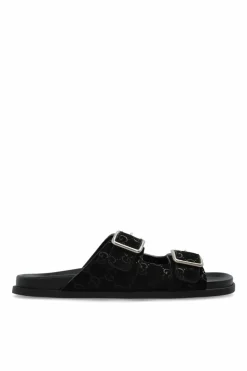Gucci CZARNY Zamszowe klapki