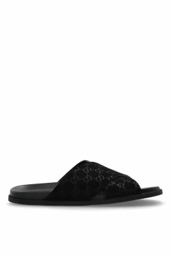 Gucci CZARNY Zamszowe klapki