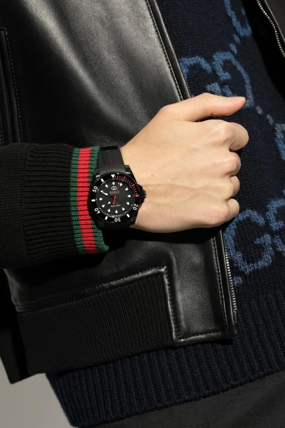 Gucci CZARNY Zegarek na gumowym pasku