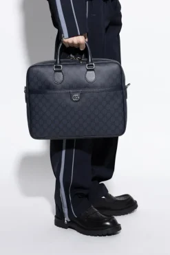 Gucci GRANATOWY Aktówka z monogramem