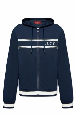 Gucci GRANATOWY Bluza z kapturem zapinana na zamek
