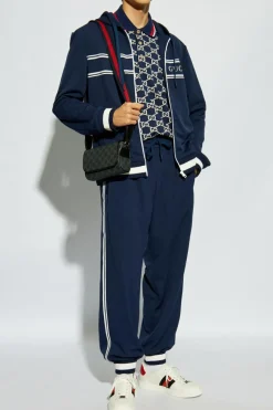 Gucci GRANATOWY Bluza z kapturem zapinana na zamek