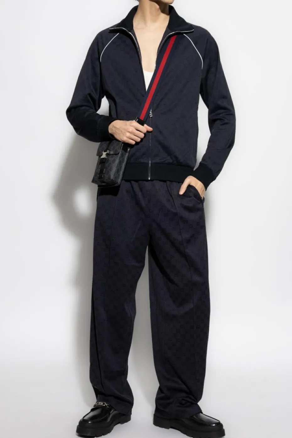 Gucci GRANATOWY Bluza ze wzorem `GG`