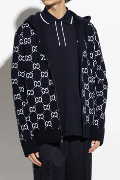 Gucci GRANATOWY Dwustronna wełniana bluza
