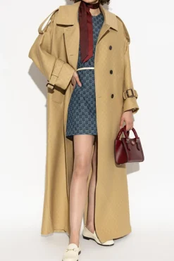 Gucci GRANATOWY Jeansowa sukienka ze wzorem `GG`