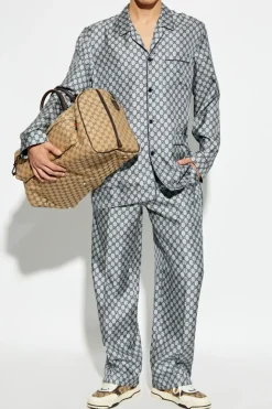 Gucci GRANATOWY Jedwabne spodnie