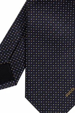 Gucci GRANATOWY Jedwabny krawat