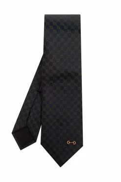 Gucci GRANATOWY Jedwabny krawat