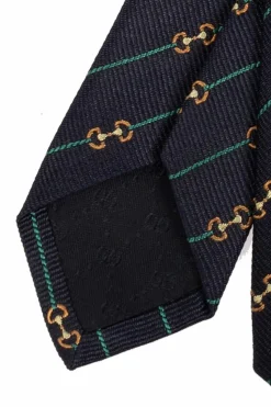 Gucci GRANATOWY Jedwabny krawat