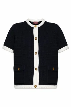 Gucci GRANATOWY Kardigan z kieszeniami