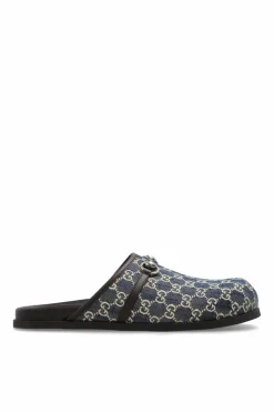 Gucci GRANATOWY Klapki `Horsebit`