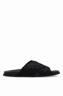 Gucci GRANATOWY Klapki z monogramem