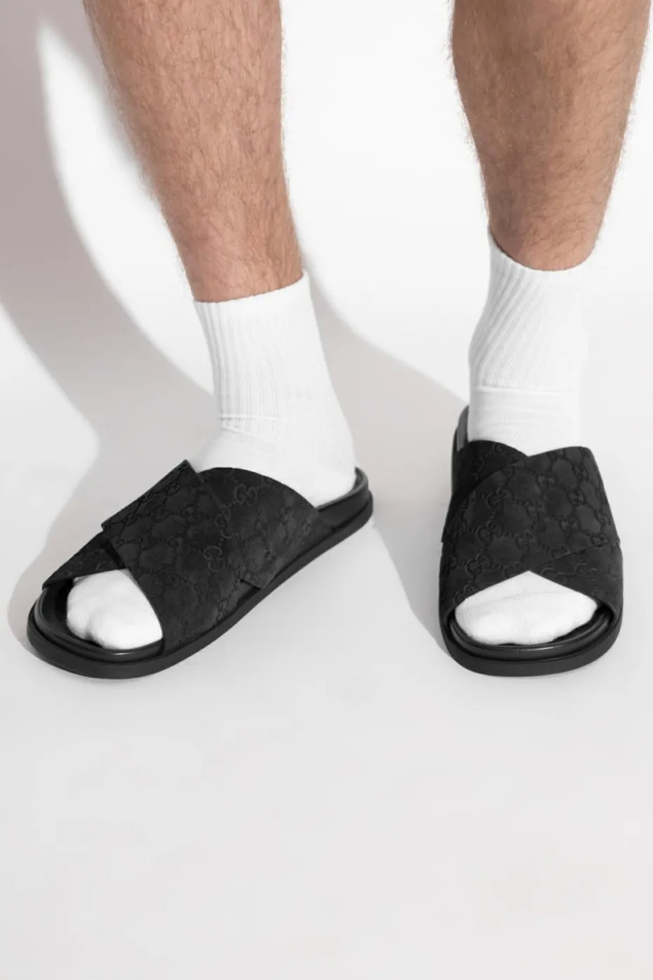 Gucci GRANATOWY Klapki z monogramem