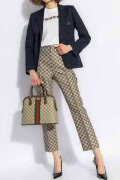 Gucci GRANATOWY Marynarka z przypinką w kształcie logo