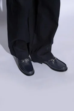 Gucci GRANATOWY Skórzane buty typu ‘loafers’