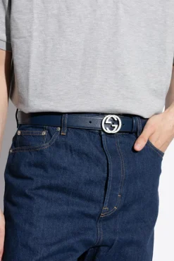 Gucci GRANATOWY Skórzany pasek