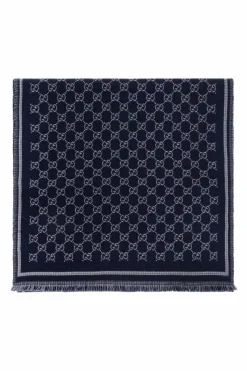 Gucci GRANATOWY Szal z monogramem
