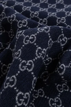 Gucci GRANATOWY Szal z monogramem